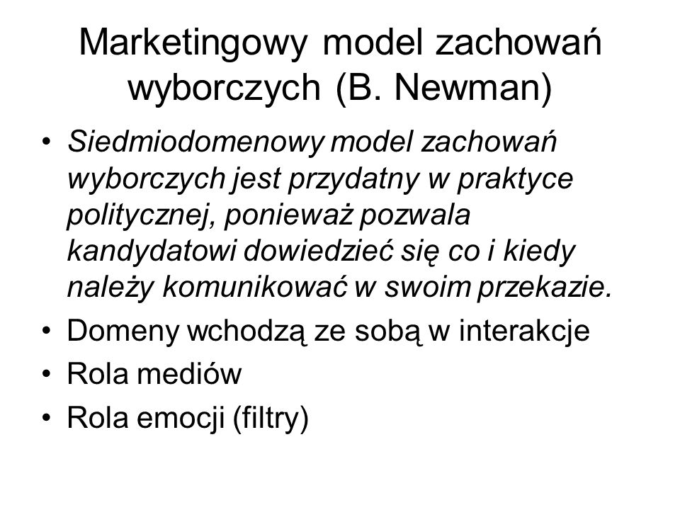 Marketingowy model zachowań wyborczych (B. Newman)