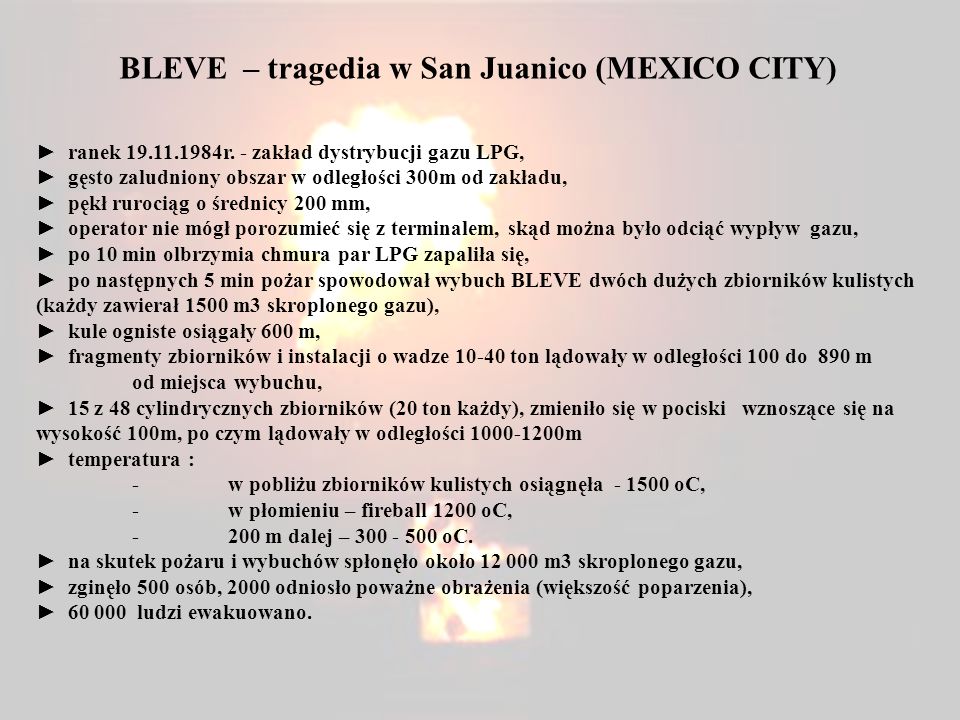 BLEVE – tragedia w San Juanico (MEXICO CITY)
