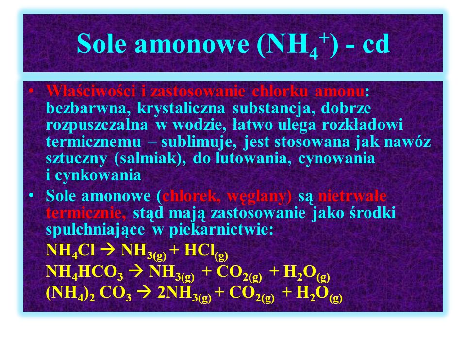 Sole amonowe (NH4+) - cd