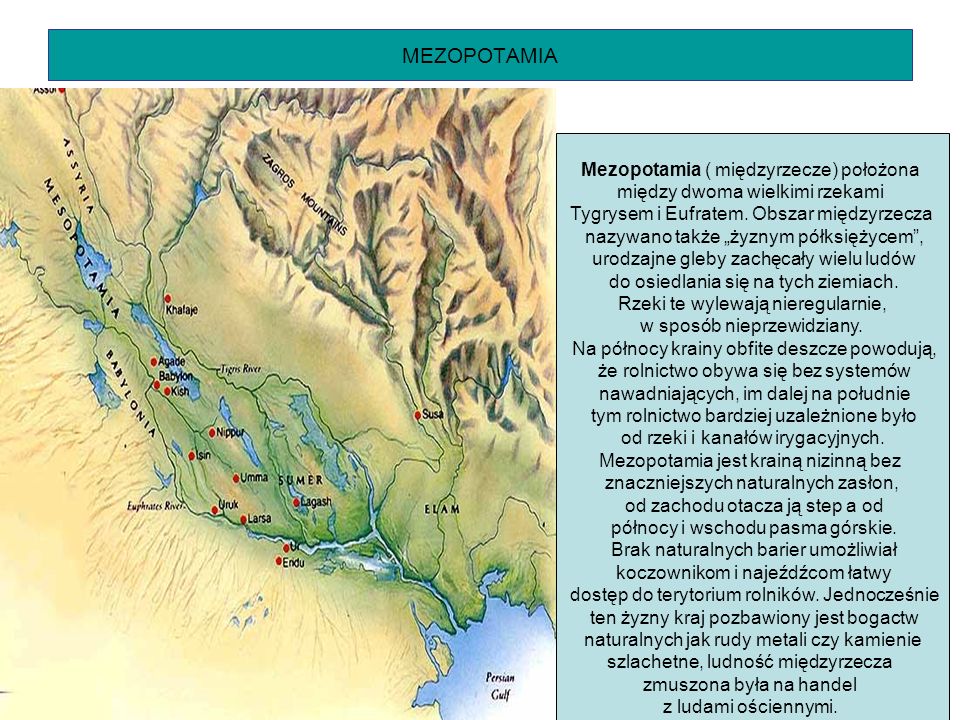 MEZOPOTAMIA Mezopotamia ( międzyrzecze) położona