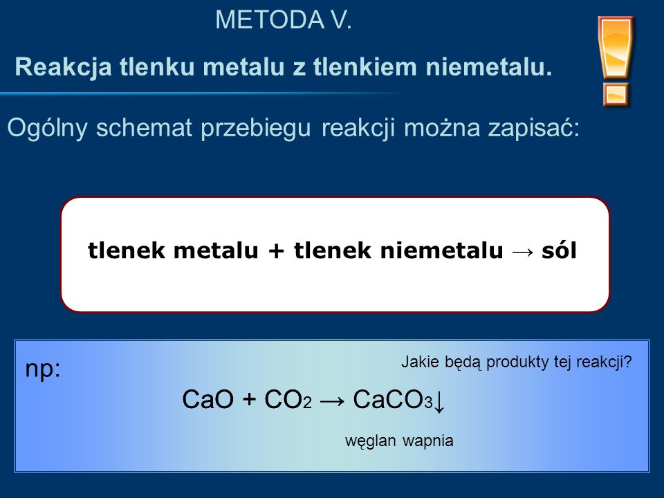 Reakcja tlenku metalu z tlenkiem niemetalu.