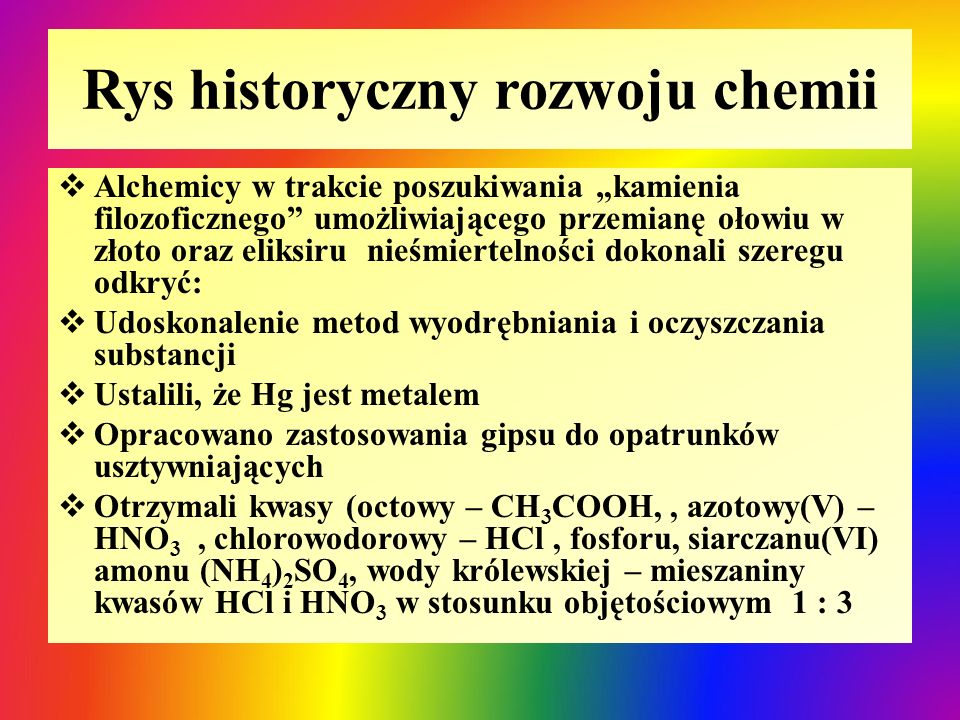 Rys historyczny rozwoju chemii