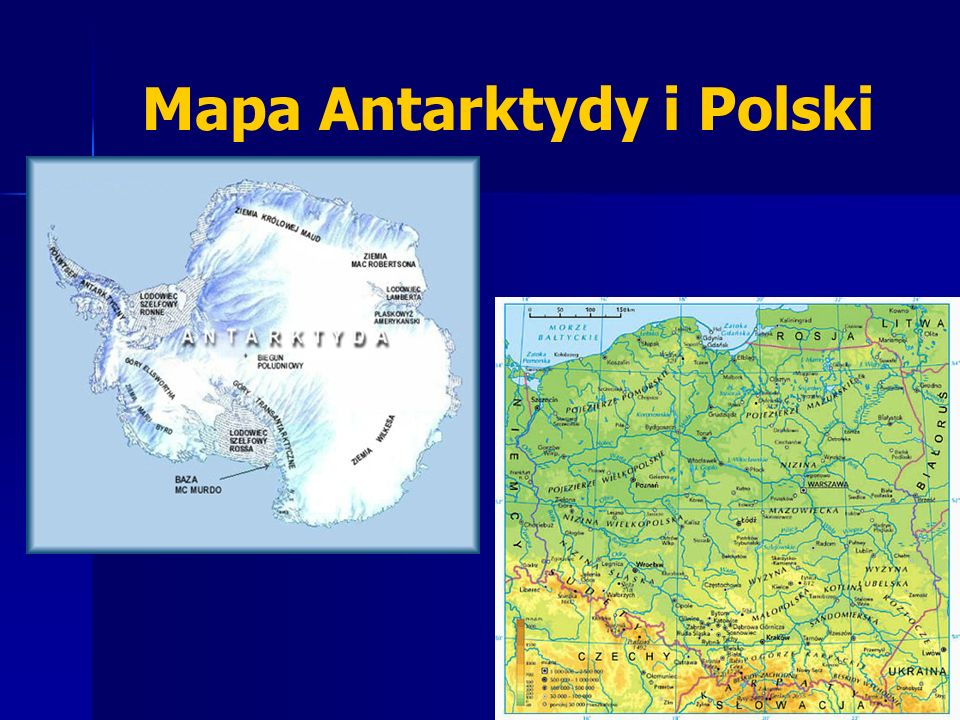Mapa Antarktydy i Polski