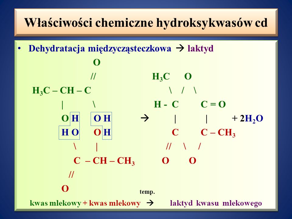 Właściwości chemiczne hydroksykwasów cd
