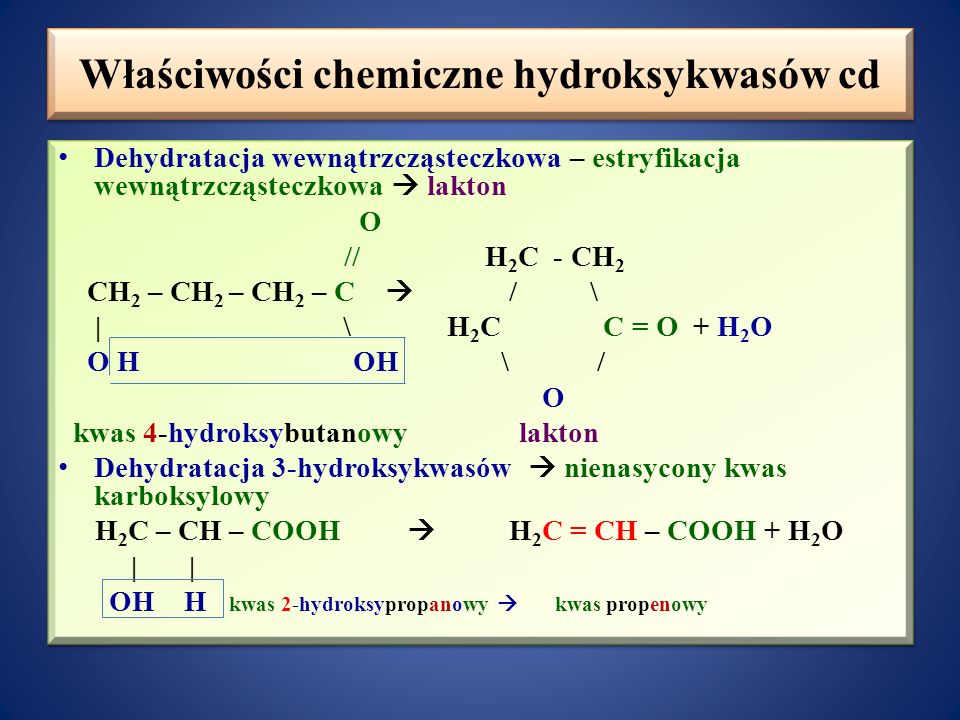 Właściwości chemiczne hydroksykwasów cd