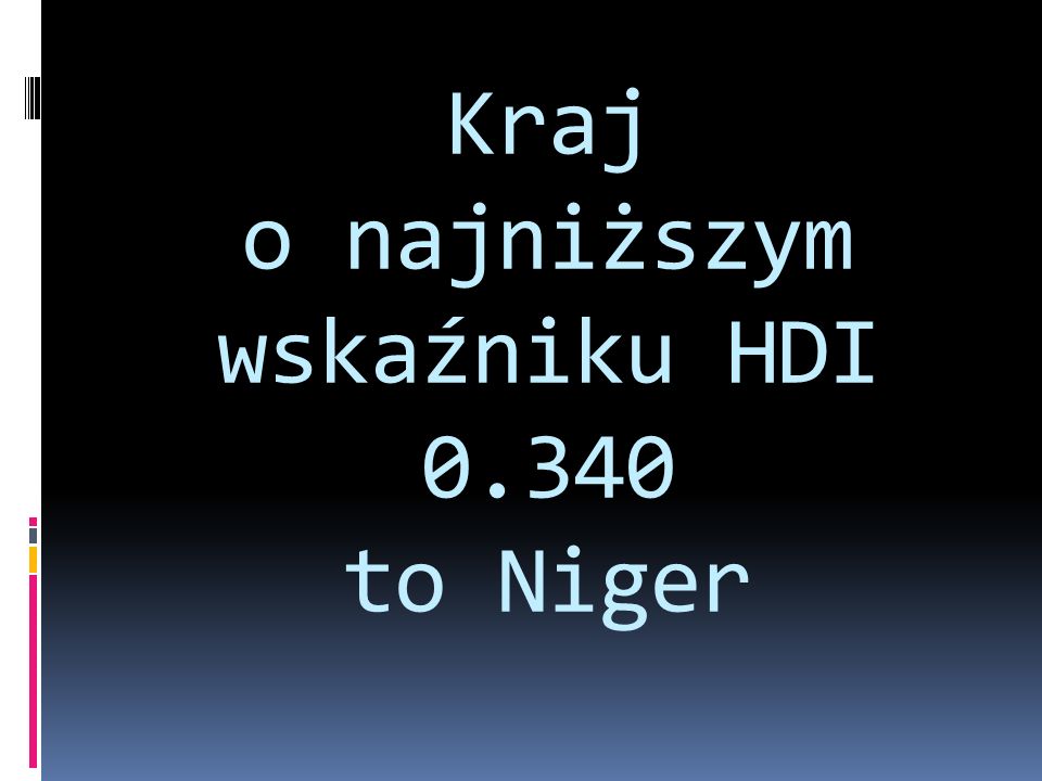Kraj o najniższym wskaźniku HDI to Niger
