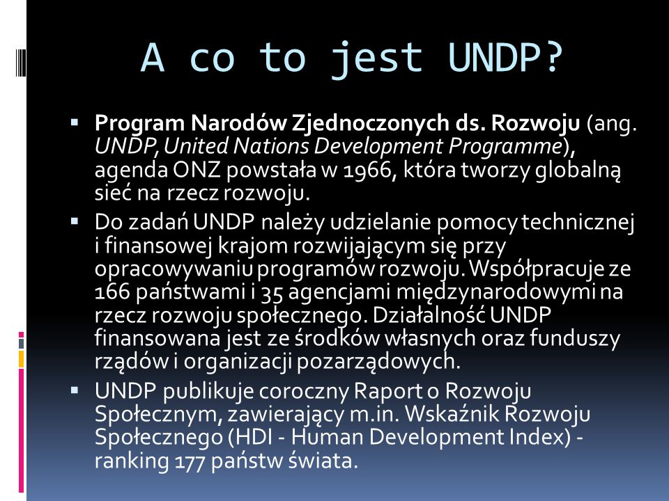 A co to jest UNDP