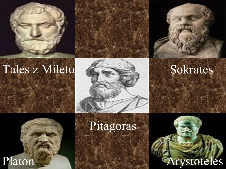 Tales z Miletu Sokrates Pitagoras Platon Arystoteles