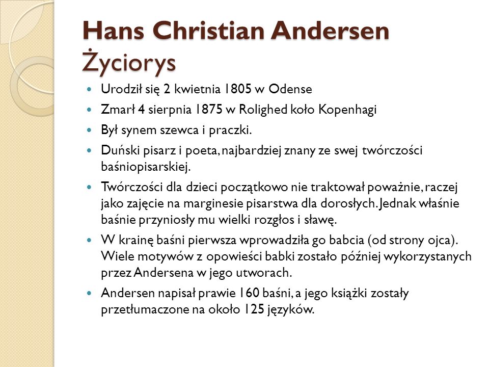 Hans Christian Andersen Życiorys