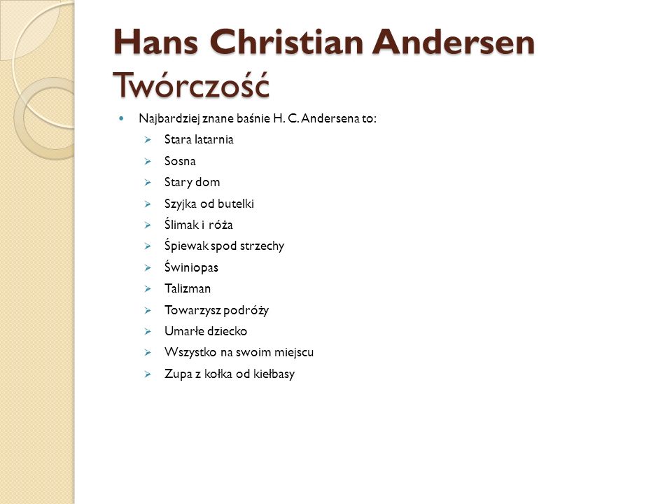 Hans Christian Andersen Twórczość