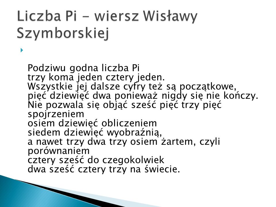 Liczba Pi - wiersz Wisławy Szymborskiej