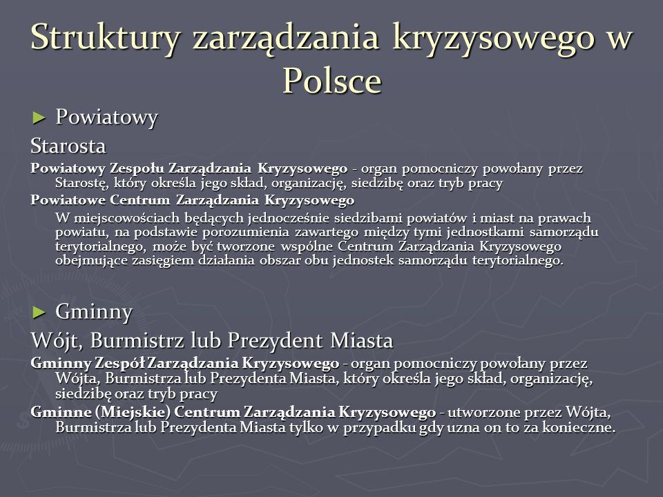 Struktury zarządzania kryzysowego w Polsce