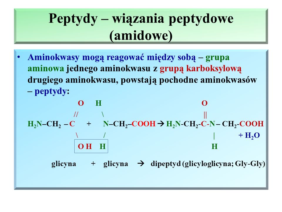 Peptydy – wiązania peptydowe (amidowe)