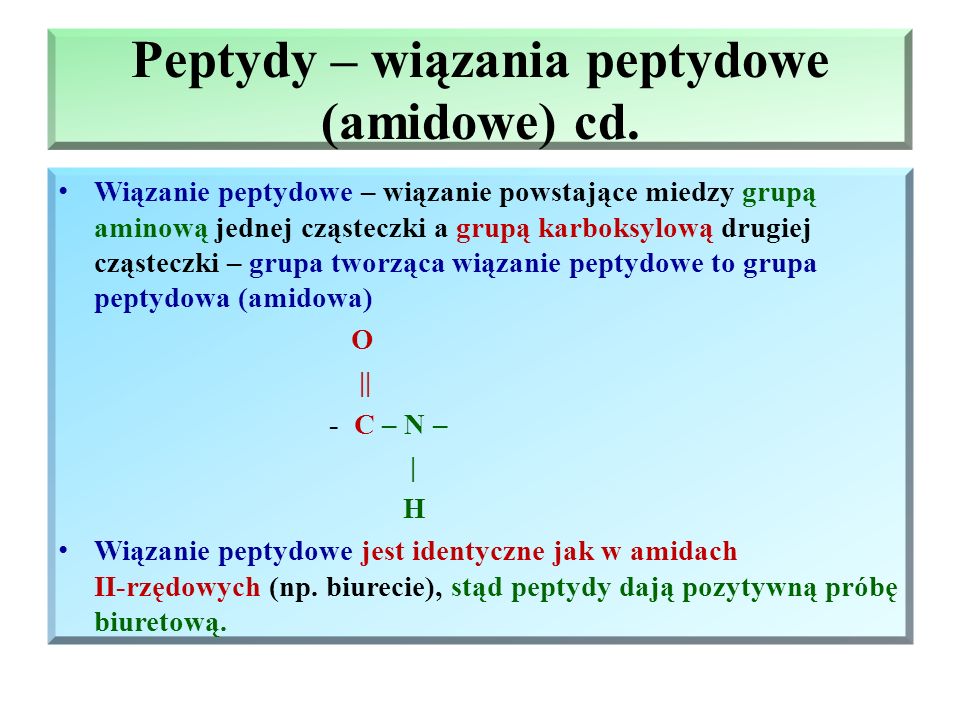 Peptydy – wiązania peptydowe (amidowe) cd.