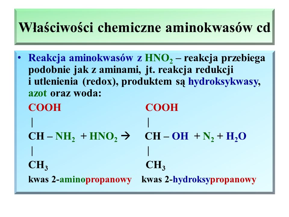 Właściwości chemiczne aminokwasów cd