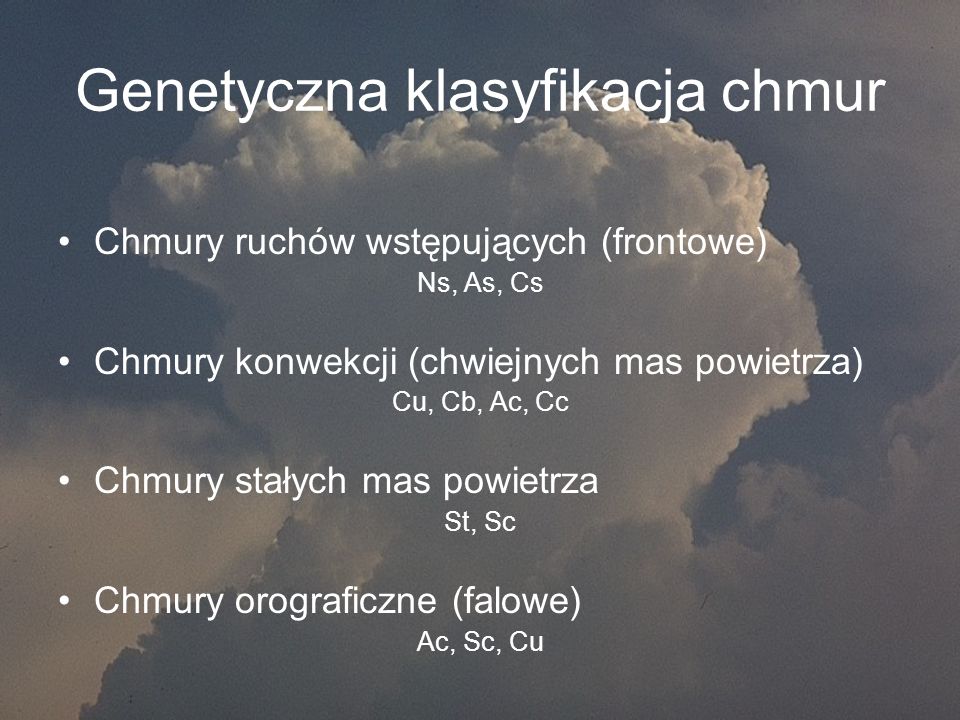 Genetyczna klasyfikacja chmur