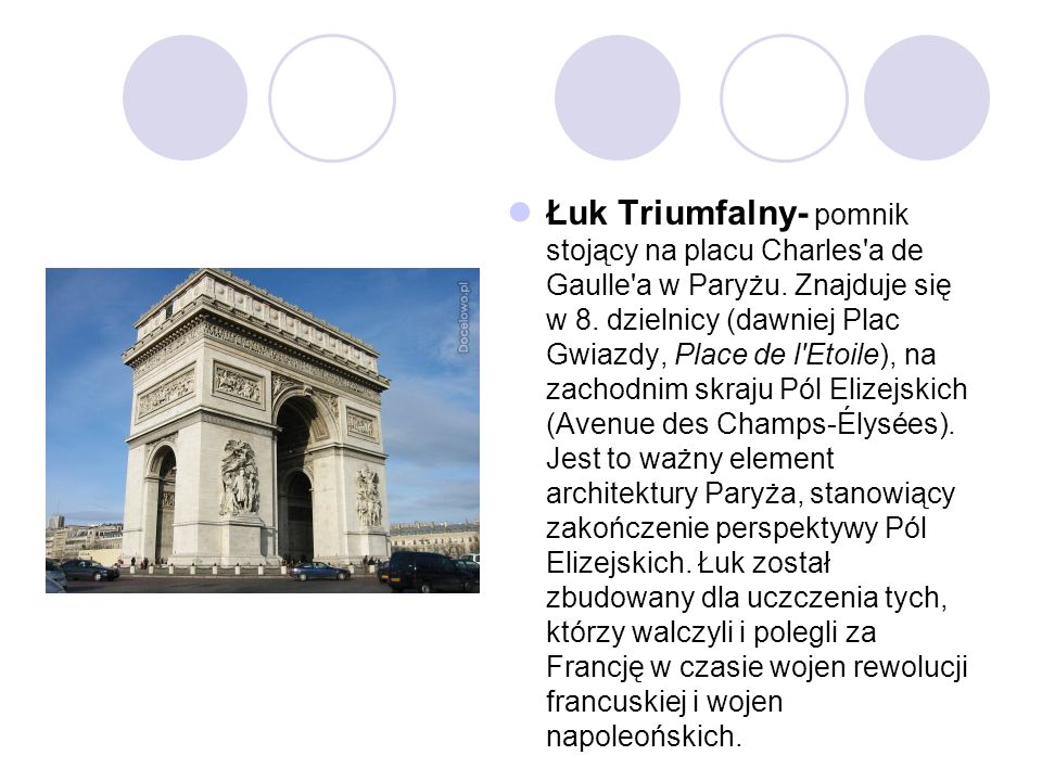 Łuk Triumfalny- pomnik stojący na placu Charles a de Gaulle a w Paryżu