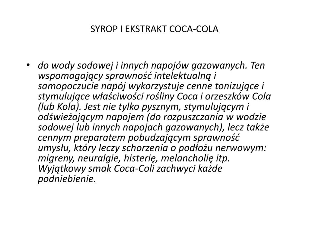 SYROP I EKSTRAKT COCA-COLA