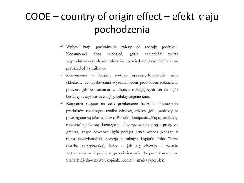 COOE – country of origin effect – efekt kraju pochodzenia