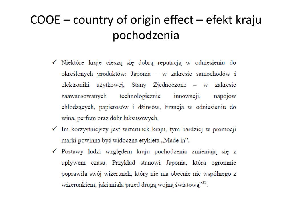 COOE – country of origin effect – efekt kraju pochodzenia
