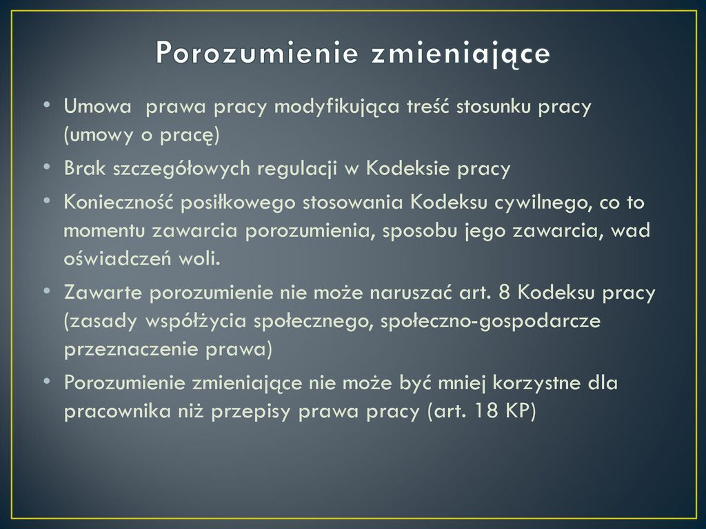 Zmiana Treści Stosunku Pracy - Ppt Pobierz