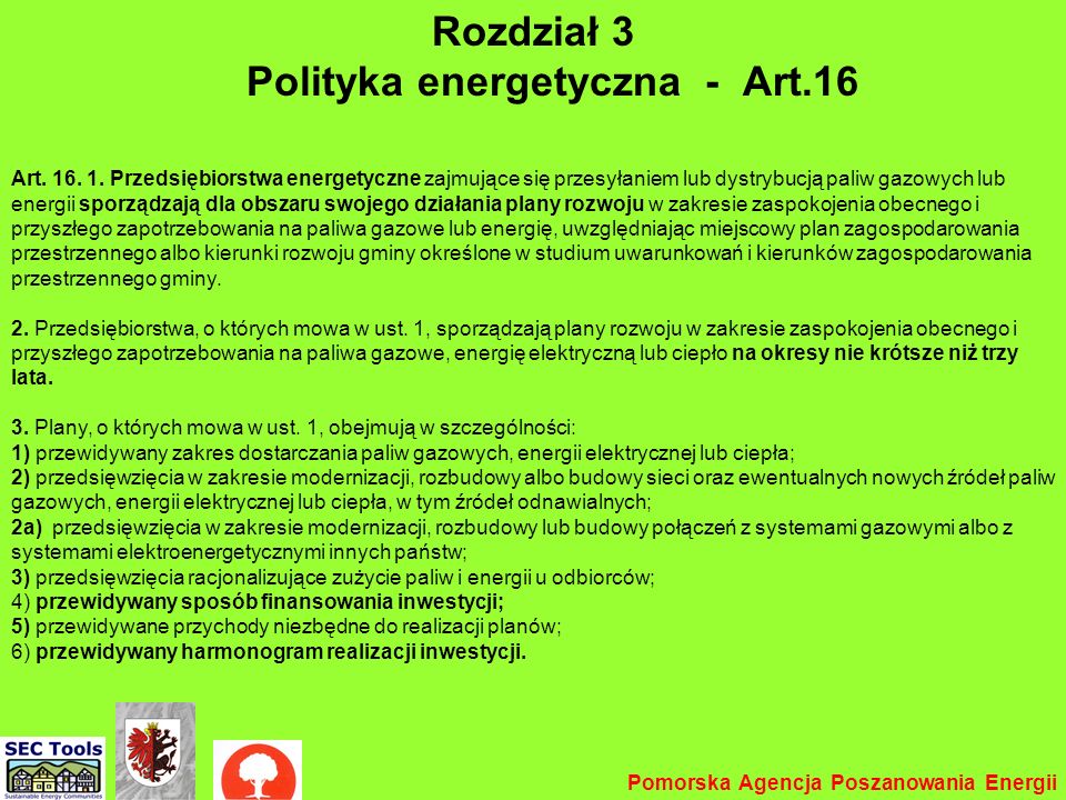 Rozdział 3 Polityka energetyczna - Art.16