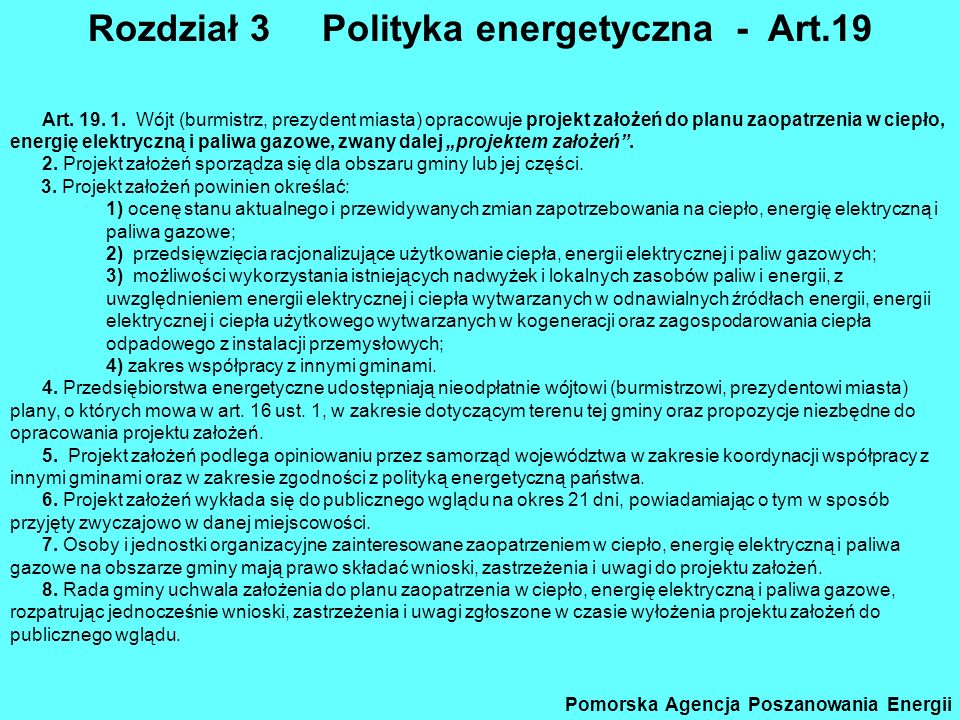 Rozdział 3 Polityka energetyczna - Art.19