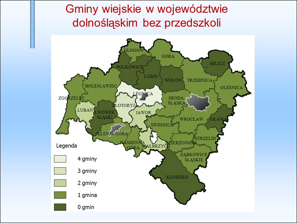 Gminy wiejskie w województwie dolnośląskim bez przedszkoli