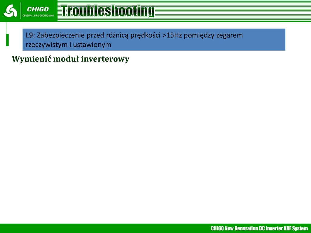 Troubleshooting Wymienić moduł inverterowy