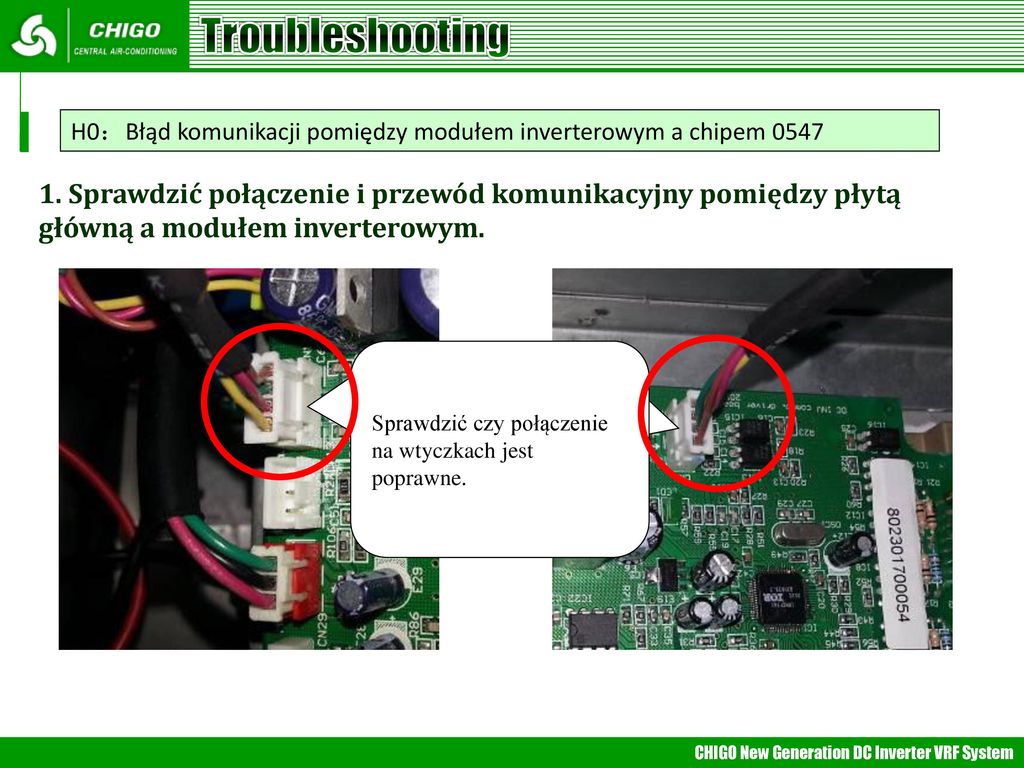 Troubleshooting H0：Błąd komunikacji pomiędzy modułem inverterowym a chipem
