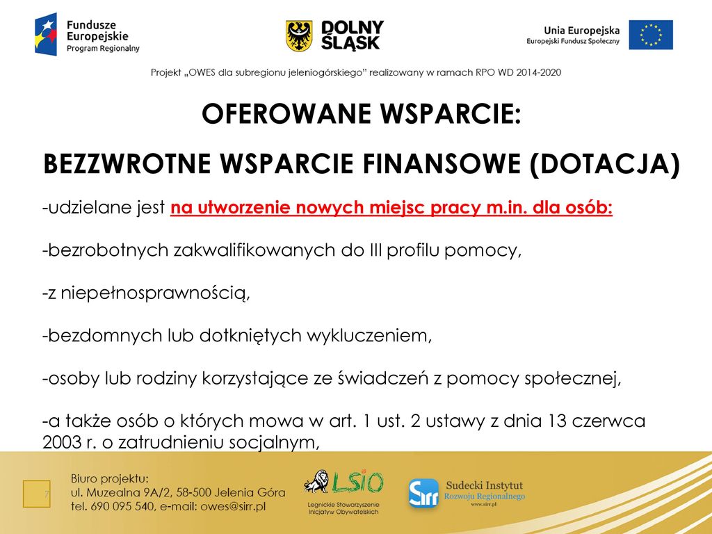 OŚRODEK WSPARCIA EKONOMII SPOŁECZNEJ DLA SUBREGIONU JELENIOGÓRSKIEGO ...