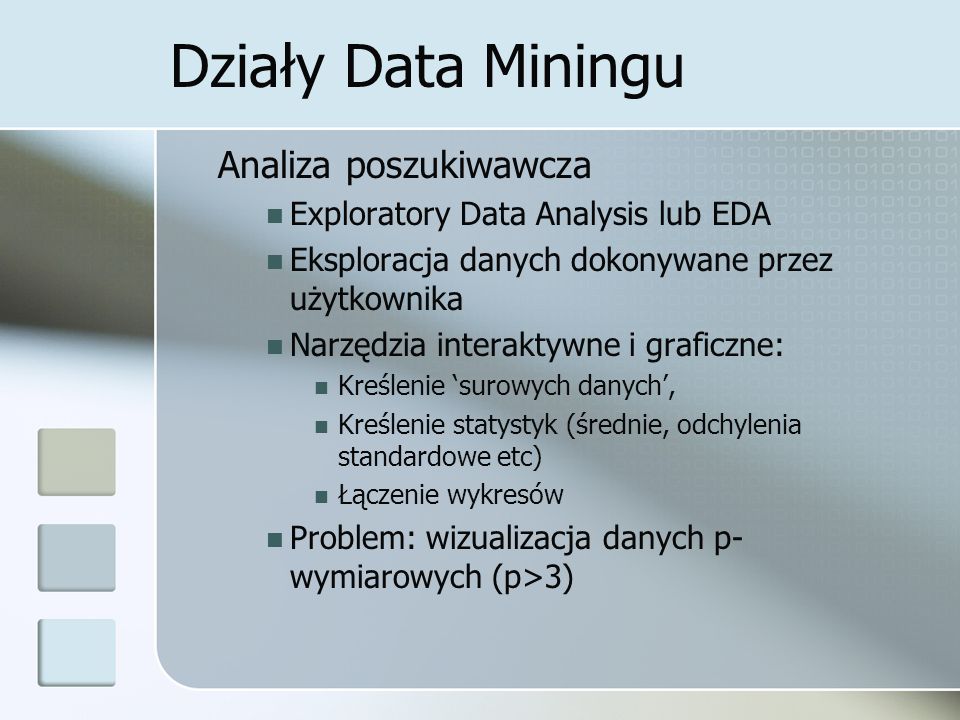 Działy Data Miningu Analiza poszukiwawcza