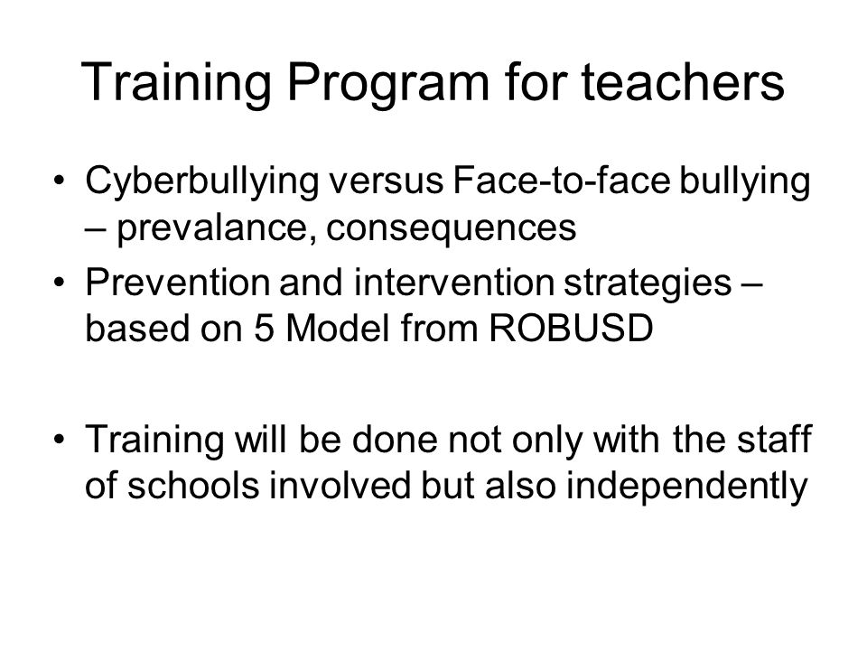 Training Program for teachers