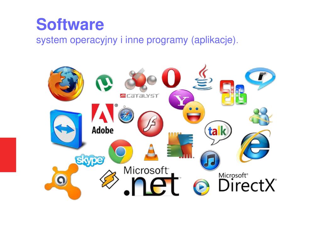 Software system operacyjny i inne programy (aplikacje).