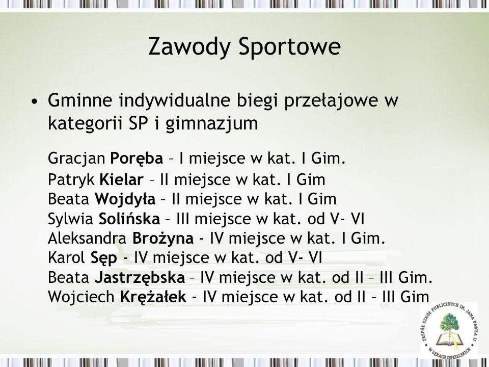 Zawody Sportowe Gminne indywidualne biegi przełajowe w kategorii SP i gimnazjum.