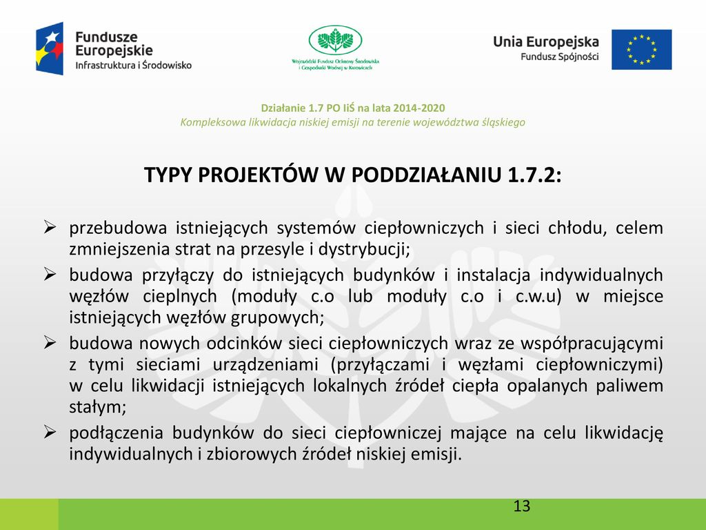 Działanie 1.7 PO IiŚ Na Lata Kompleksowa Likwidacja Niskiej Emisji Na ...