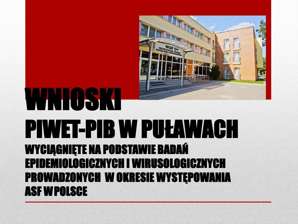Wnioski PIWet-PIB w Puławach wyciągnięte na podstawie badań epidemiologicznych i wirusologicznych prowadzonych w okresie występowania ASF w Polsce