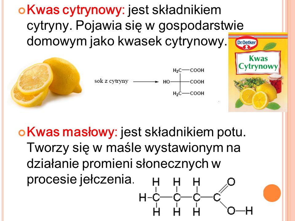 Kwas cytrynowy: jest składnikiem cytryny