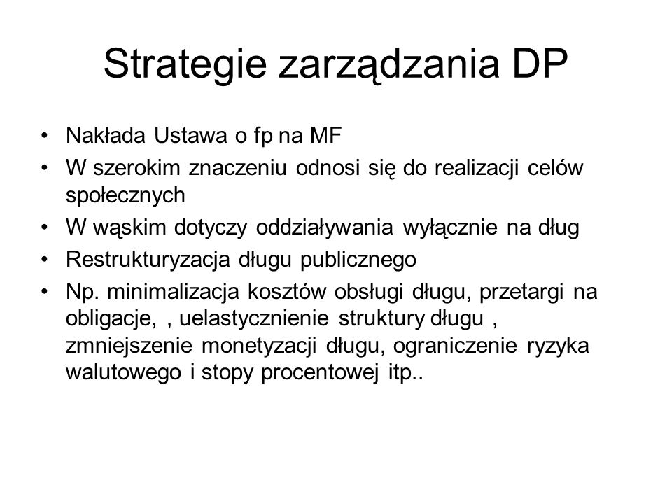 Strategie zarządzania DP