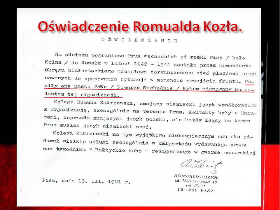 Oświadczenie Romualda Kozła.