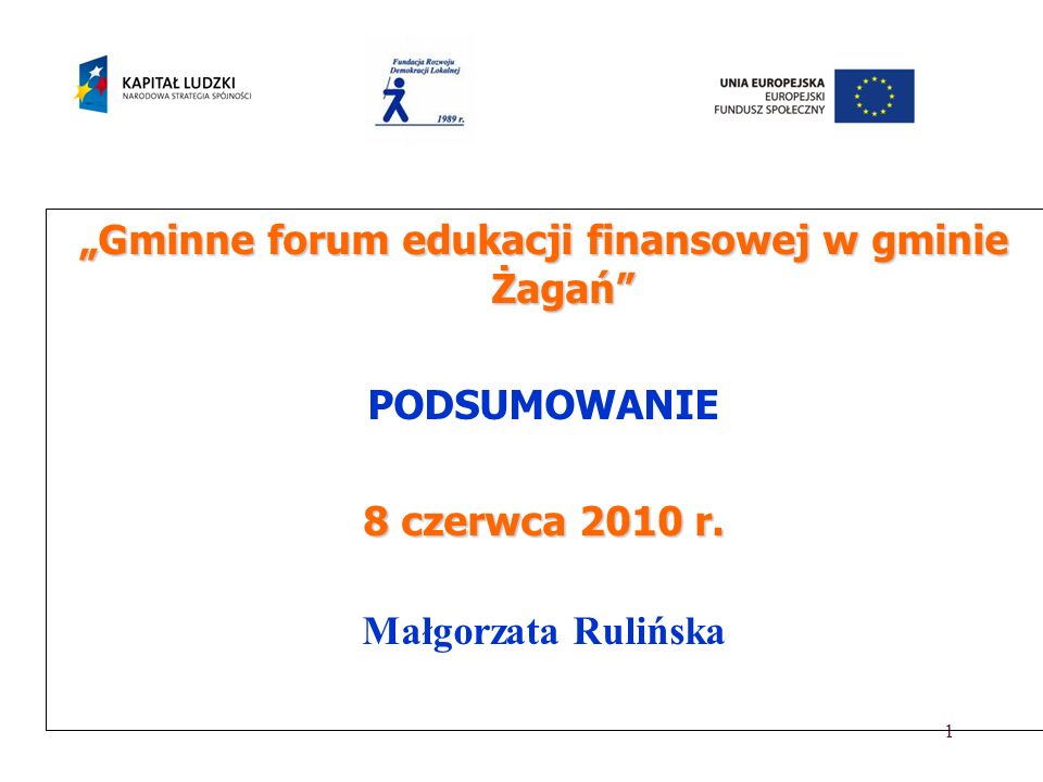 „Gminne forum edukacji finansowej w gminie Żagań