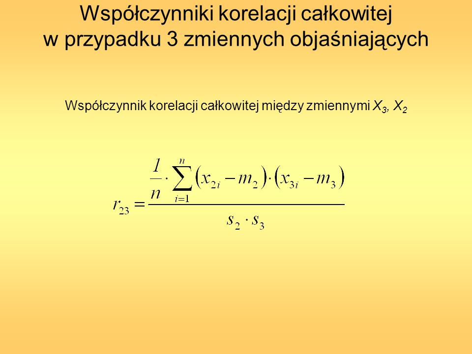 Współczynnik korelacji całkowitej między zmiennymi X3, X2