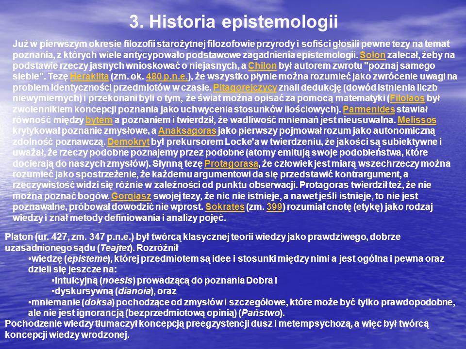 3. Historia epistemologii