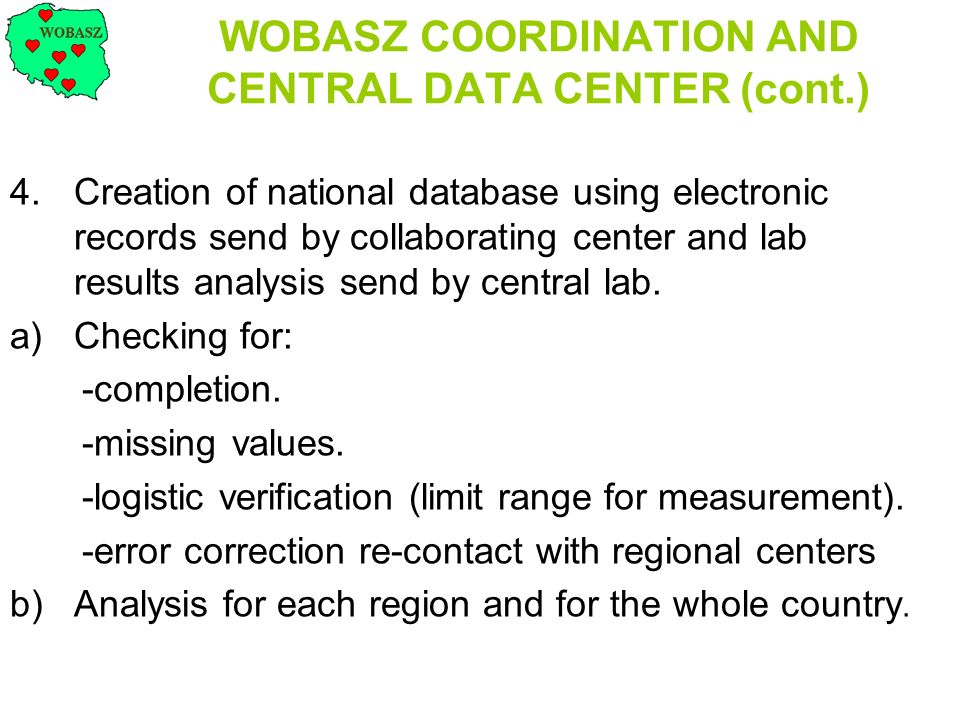 WOBASZ COORDINATION AND CENTRAL DATA CENTER (cont.)