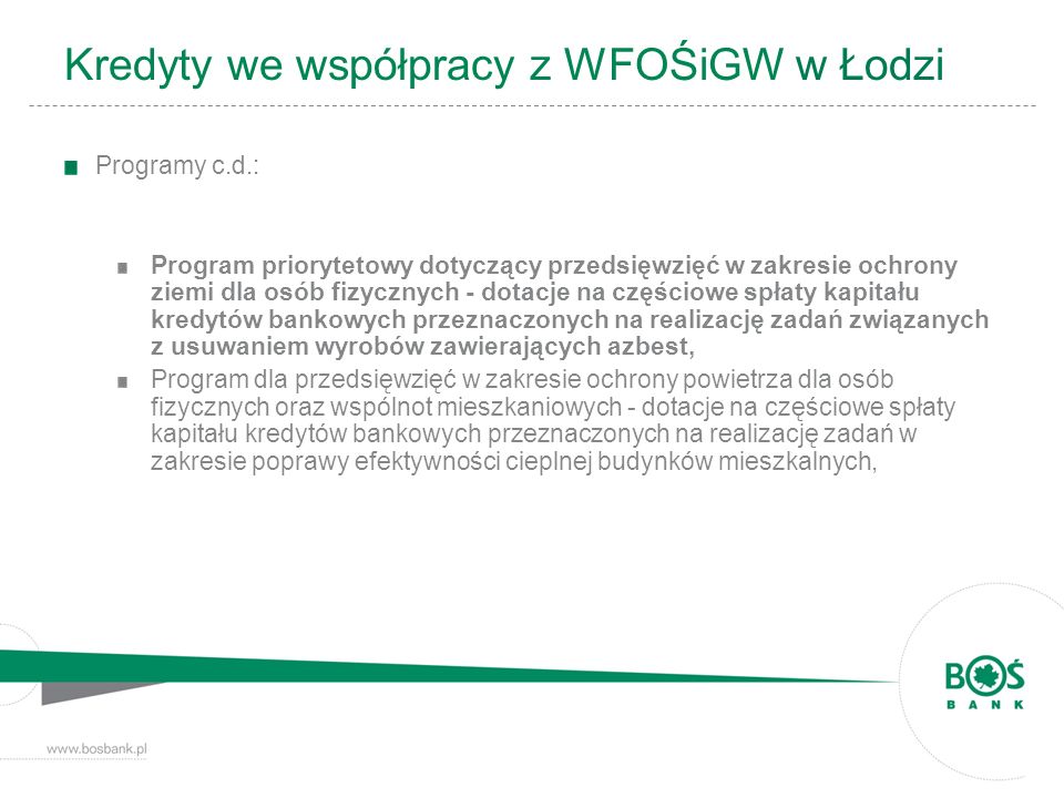 Kredyty we współpracy z WFOŚiGW w Łodzi