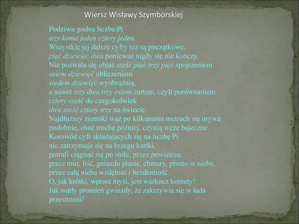 Wiersz Wisławy Szymborskiej