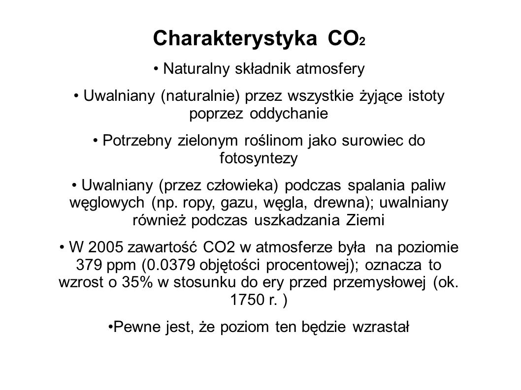 Charakterystyka CO2 Naturalny składnik atmosfery