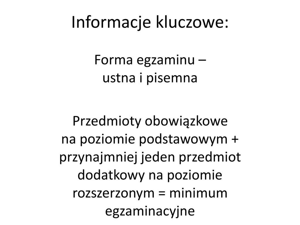 Podstawowe Informacje O Egzaminie Maturalnym - Ppt Pobierz