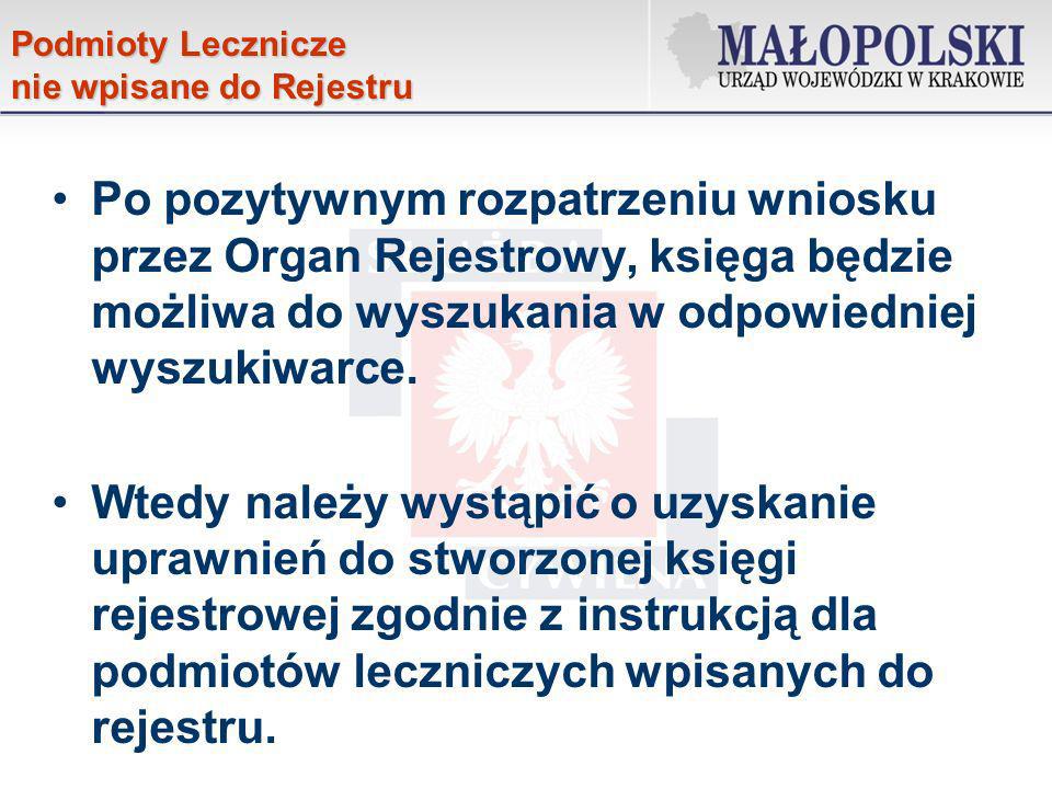 Podmioty Lecznicze nie wpisane do Rejestru.