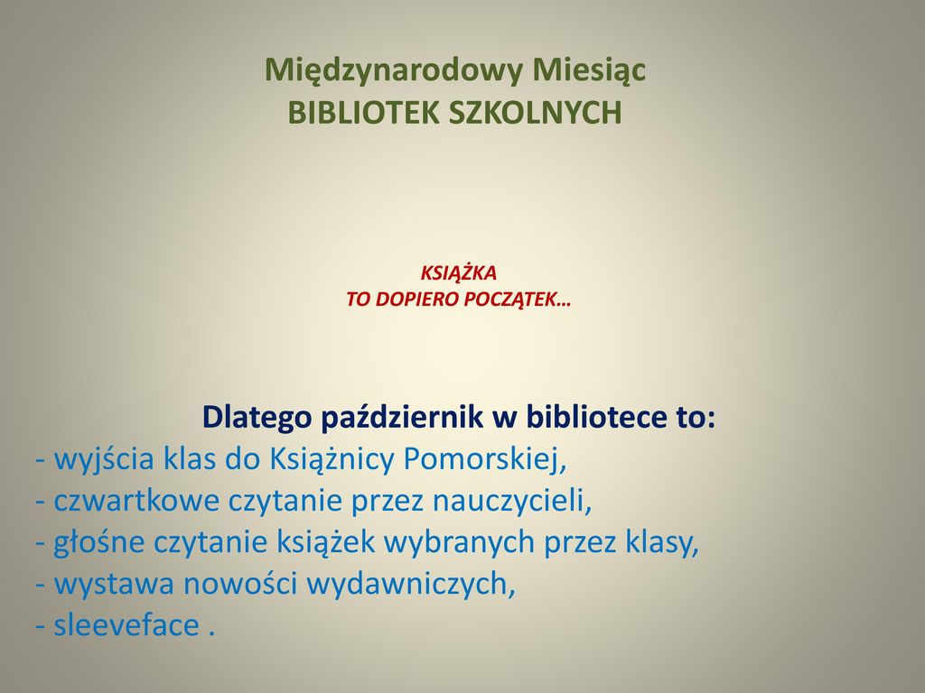 Międzynarodowy Miesiąc BIBLIOTEK SZKOLNYCH - Ppt Pobierz